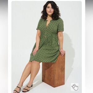 NWT torrid Mini Rayon Slub Button Front Fit N Flare Dress